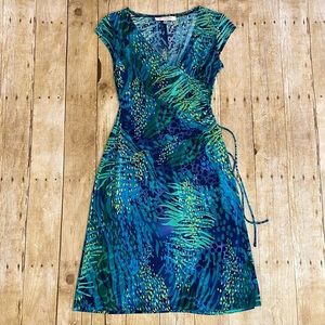 Evan Picone Teal & Blue Pattern Summer Dress | 6